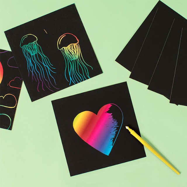 Skrapekartong Regnbue 15x15 cm 10-pakk Playbox