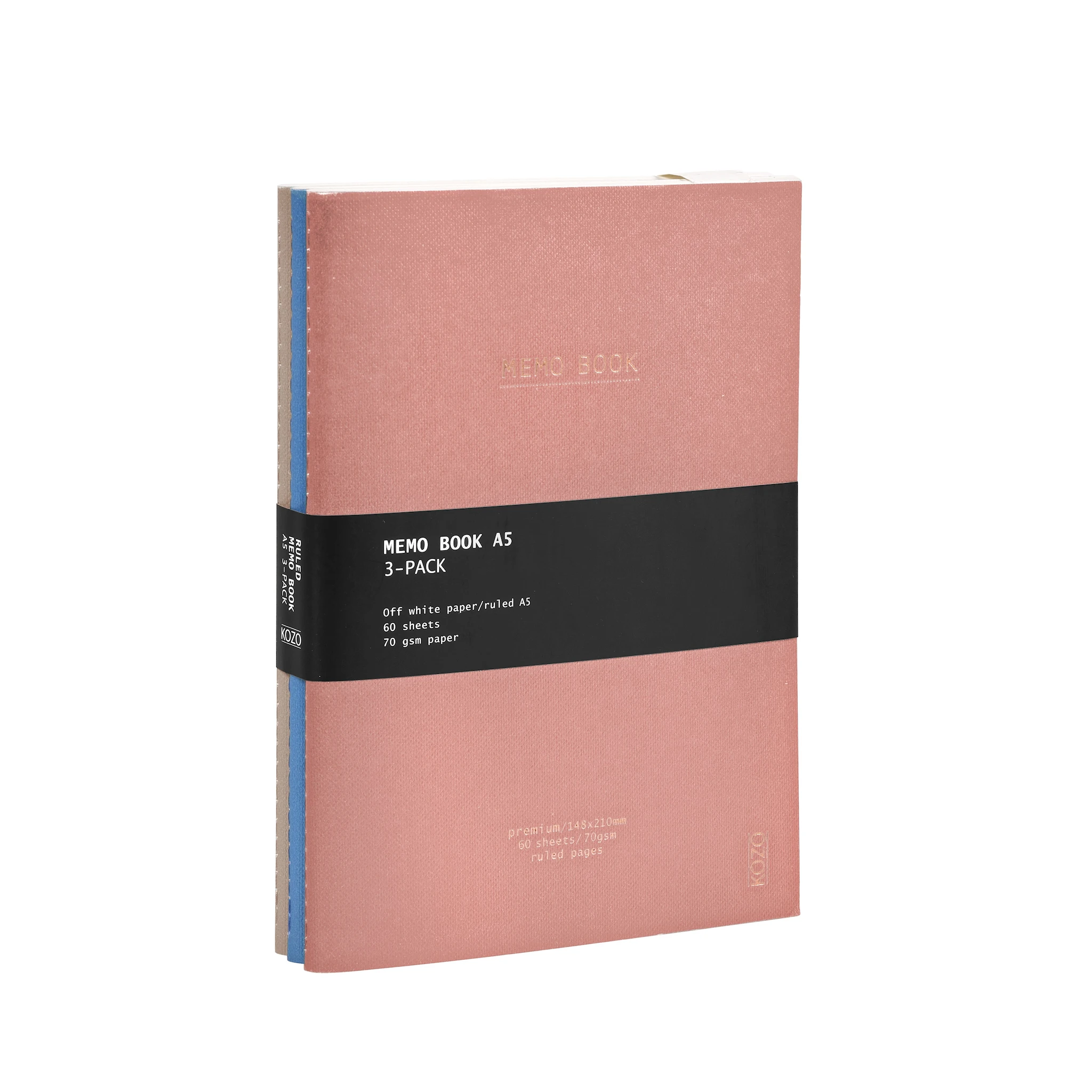 Produktbild för Skrivhäfte A5 3 Pack Sand Windsurfer Muted Blush KOZO