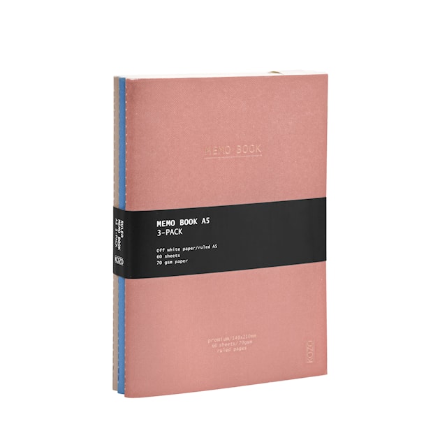 Produktbild 1 för Skrivhäfte A5 3 Pack Sand Windsurfer Muted Blush KOZO