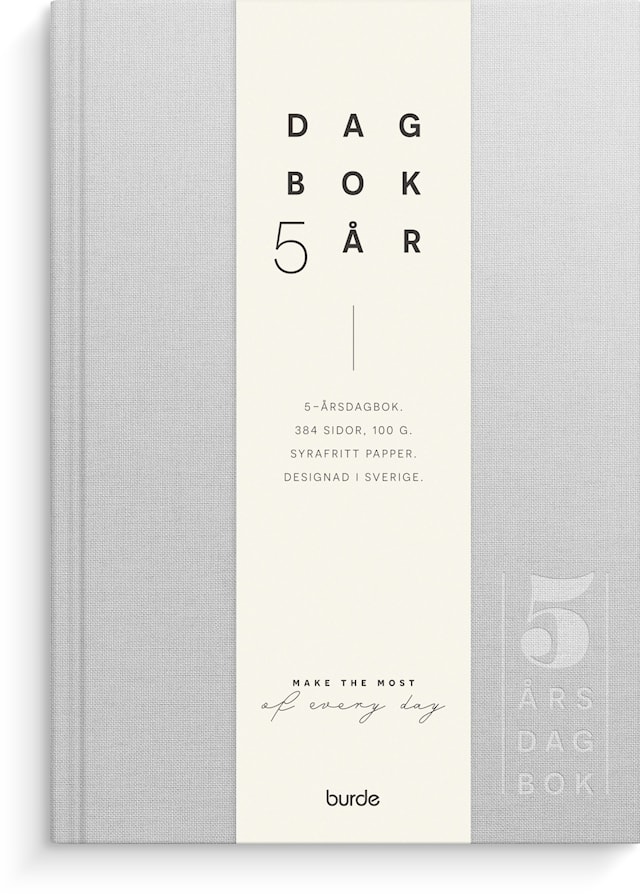 Tuotekuva 3 - 5-vuotispäiväkirja Pellavatekstiili Vaaleanharmaa, Burde