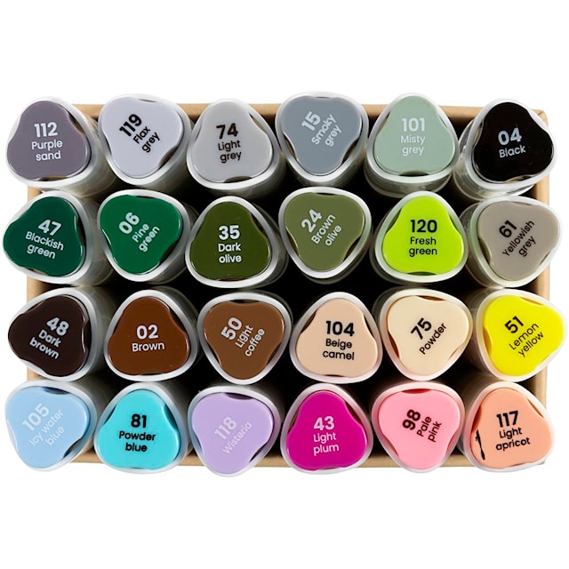 Produktbild 4 för Illustrations Markers Dubbelsidiga Pastell Standardfärger 24-pack Creativ Company
