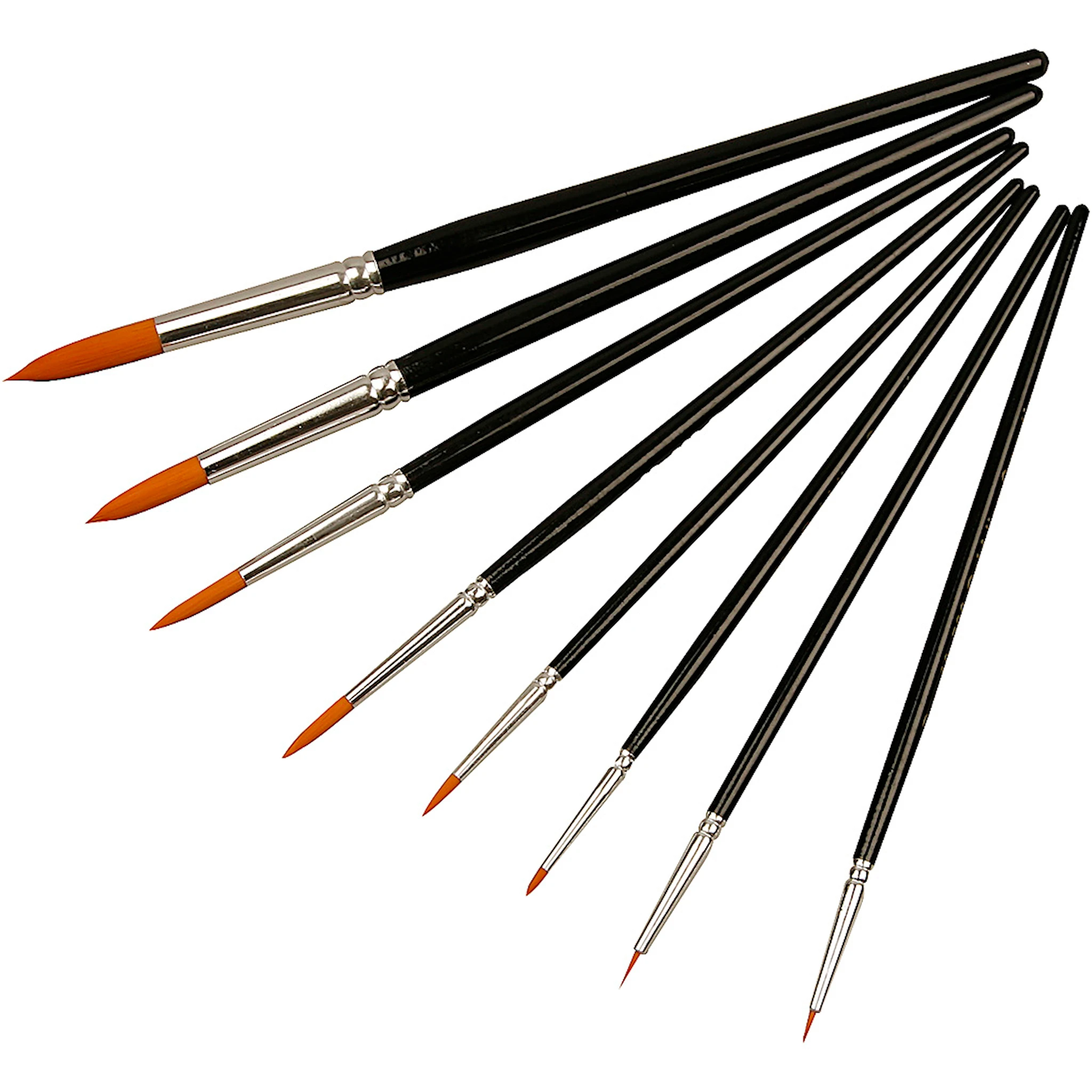 Tuotekuva ille Gold Line -siveltimet, nro 0+1+2+4+8+12+18+22, Pit. 16,5-21 cm, Lev: 1-8 mm, pyöreät, 8 kpl/ 1 pkt