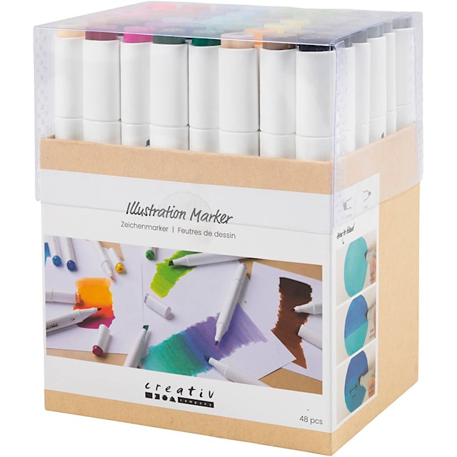 Produktbild 5 för Illustration Markers Dubbelsidiga Standardfärger 48-pack Creativ Company