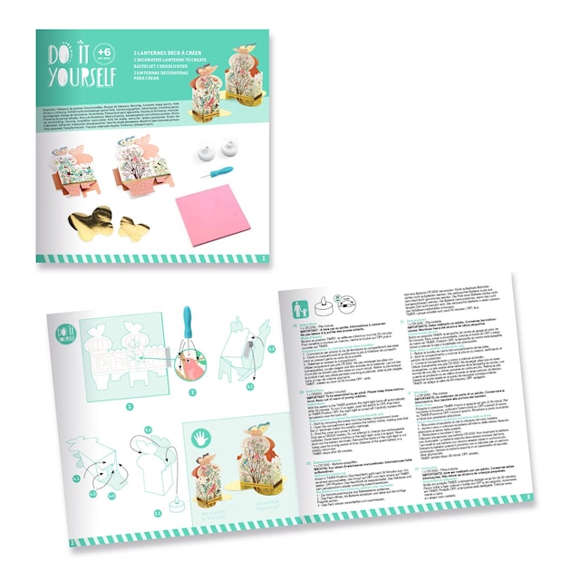 Tuotekuva 2 - Tee-se-itse-setti, kaksi paperilyhtyä, Djeco