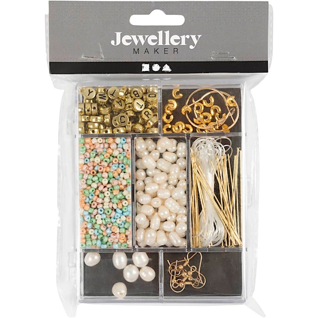 Tuotekuva 2 - Askartelupaketti Korut, Makean veden helmet, ca. 1100+ kpl, murretut värit, 1 pkk/ 1 pkt