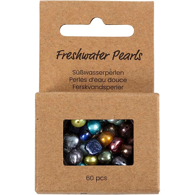 Produktbild 2 för Sötvattenspärlor Hålstl 0,5mm ⌀5-6 mm Pärlemorsfärger 60 st Creativ Company