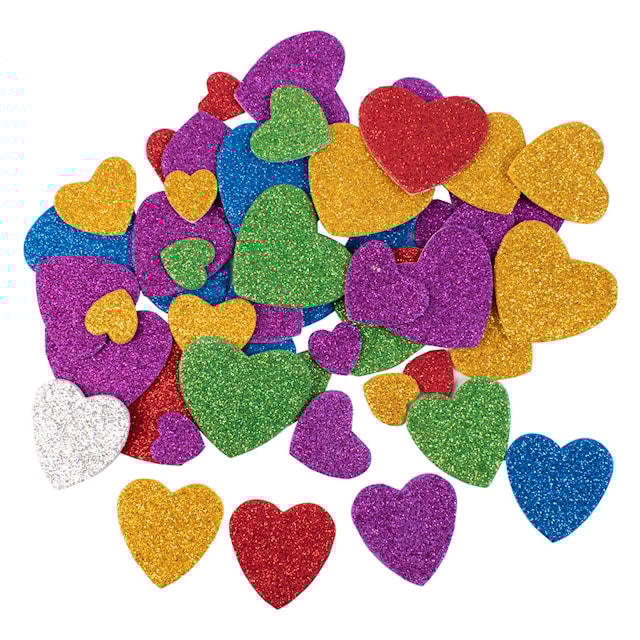 Myke, glitrende hjerter 60 stk. Selvklebende Playbox