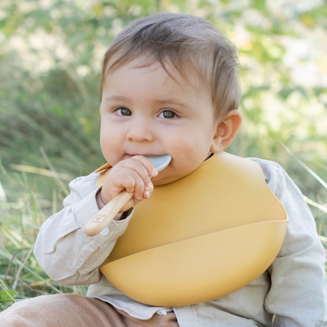 Produktbild 3 för Haklapp Silikon  2-pack blå-ockra Summerville