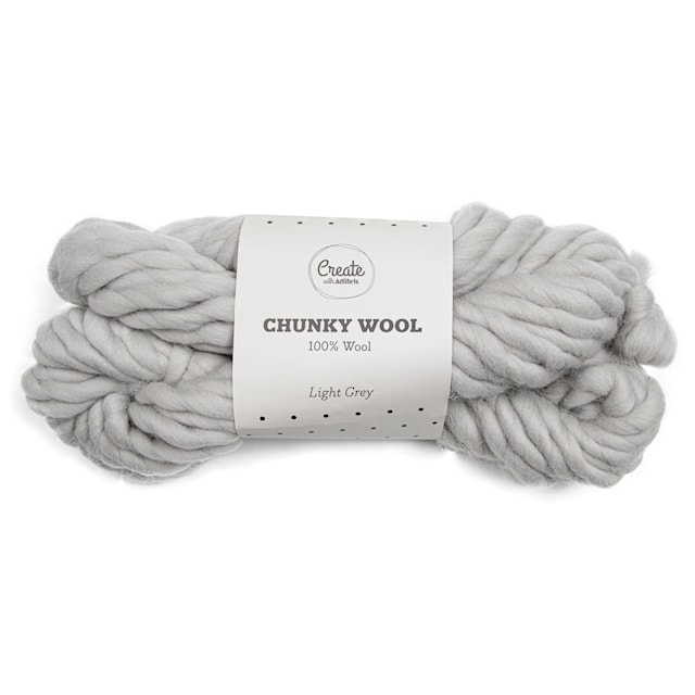 Chunky Wool Garn 200 g Light Grey A135 Adlibris