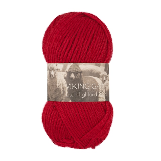 Eco Highland Wool Garn 50 g Röd 250 Viking Garn