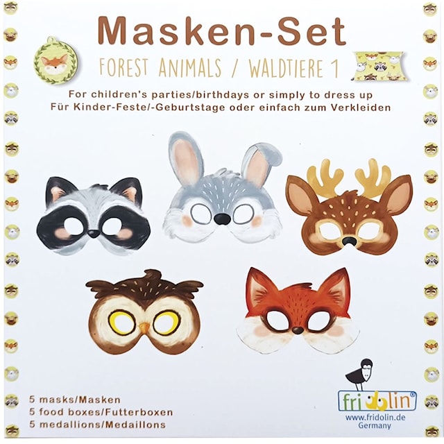 Produktbild 1 för Ansiktsmasker och skattjakt Skogens djur 5-pack Fridolin