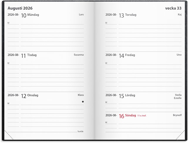 Produktbilde 2 for Kalender 2026 Leader Konstläder Svart Burde