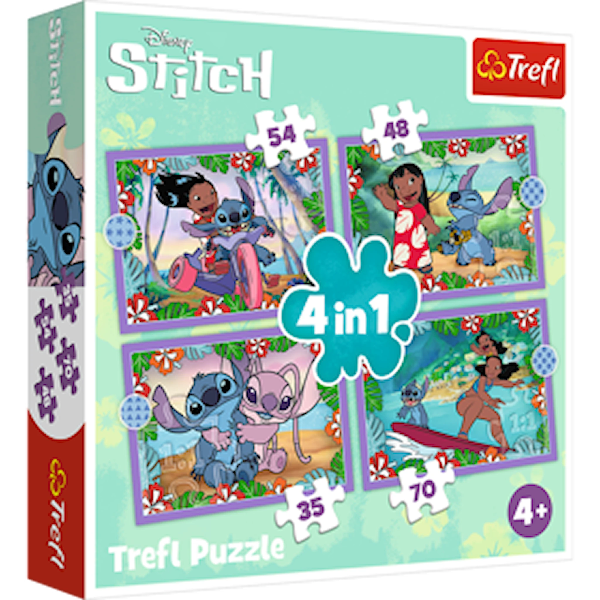 Produktbild för Pussel 4-i-1 Lilo & Stitch (35+48+54+70 Bitar) Trefl