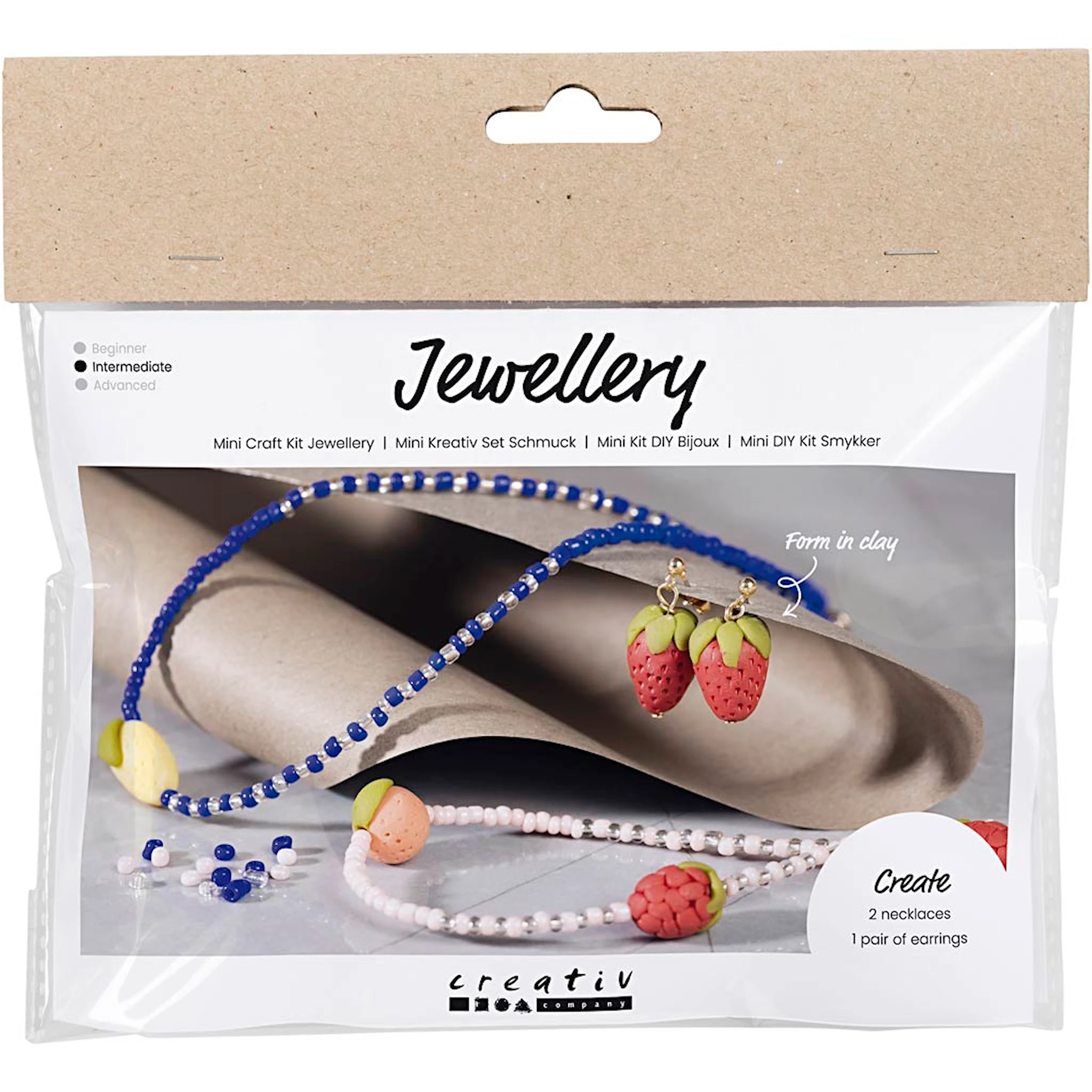 Produktbilde for Mini DIY Kit Smykker, Halskjede og øreringer, kongeblå, 1 pk.