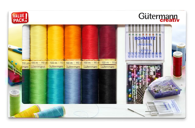 Produktbilde 1 for Trådsett Alle Stoffers Tråd Med Knappenåler Og Symaskinnåler Güterman