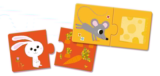 Tuotekuva 6 - Duopalapeli Eläinten Ruoat 10 Palapeliä 2 Palaa Eläimet ja Niiden Ruoat Djeco