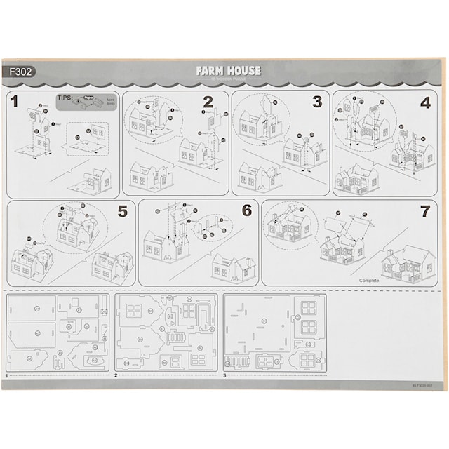 Produktbild 6 för 3D-figur i trä hus med terass 19 x 17,5 x 15 cm