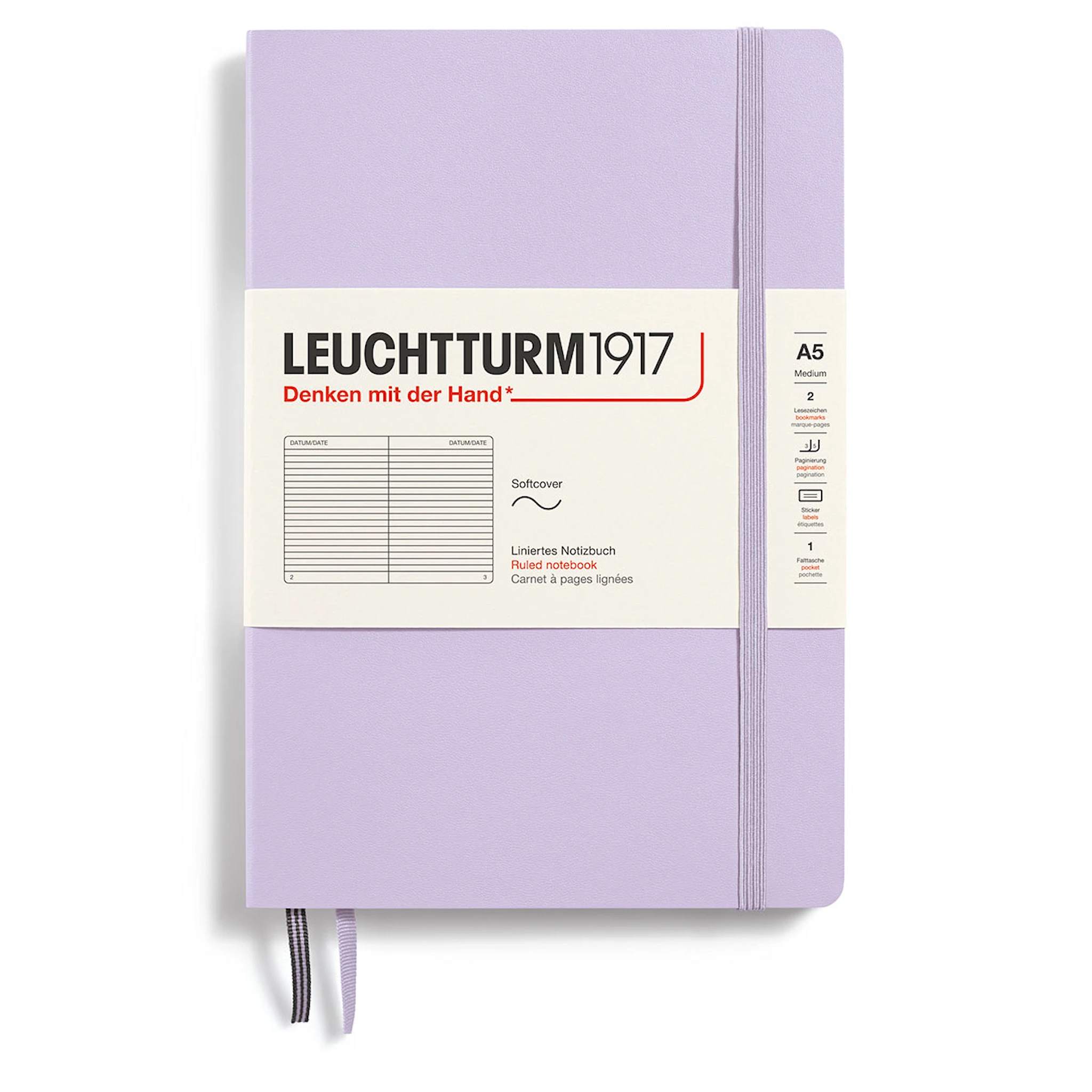 Tuotekuva ille Muistikirja A5 Pehmeäkantinen Linjattu Lila Leuchtturm1917