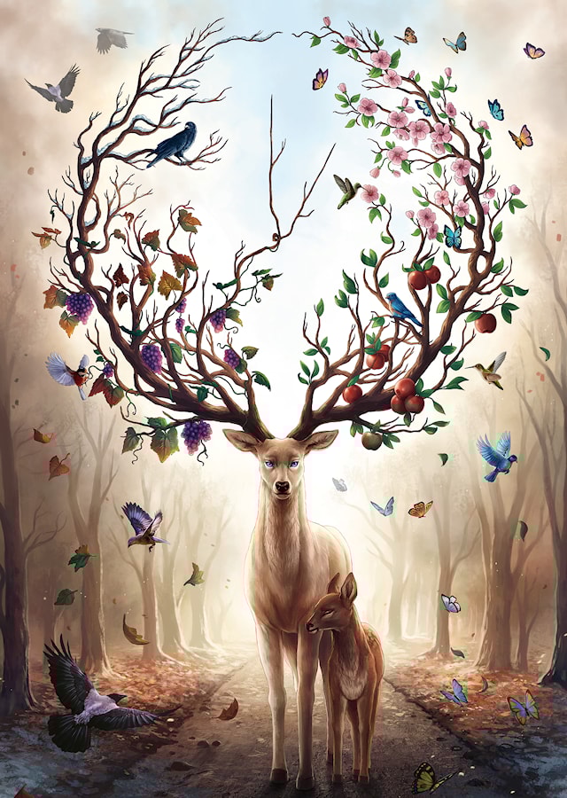 Produktbild 2 för Pussel Fantasy Deer 1000 bitar, Ravensburger