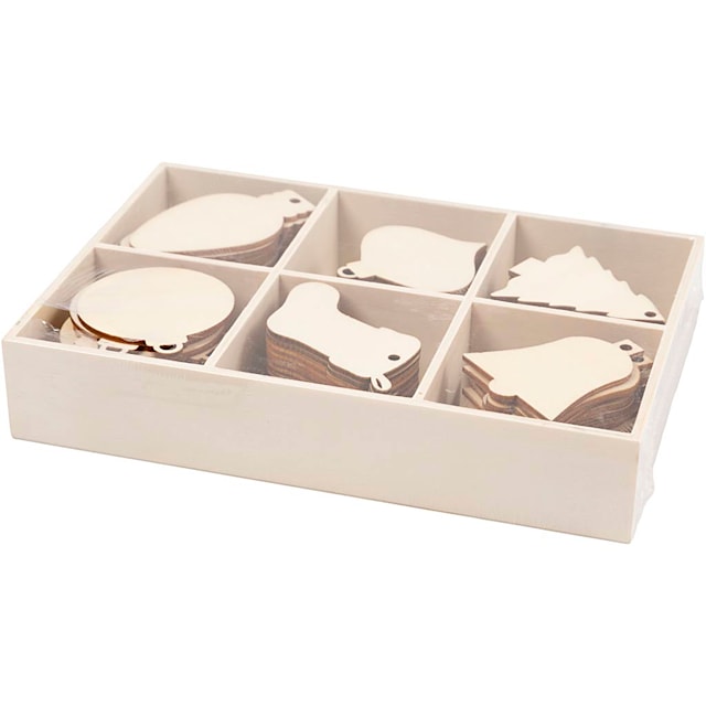 Tuotekuva 3 - Joulukoriste, Kork. 5,5-7 cm, Lev: 4-5 cm, aukon koko 4 mm, 90 kpl/ 1 pkt