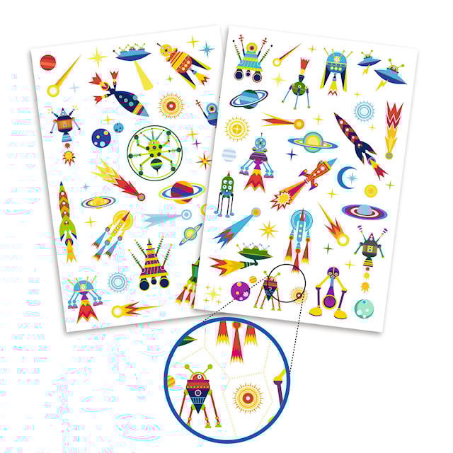 Tuotekuva 2 - Tatuoinnit Itsevalaisevat Avaruus 50 kpl Djeco