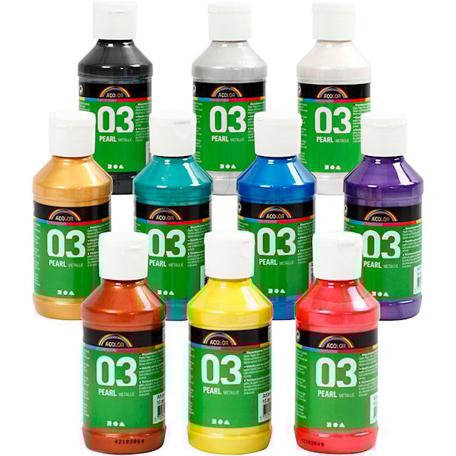 Produktbild 1 för Akrylfärg Mix 03 Metallic 10x120 ml A-color