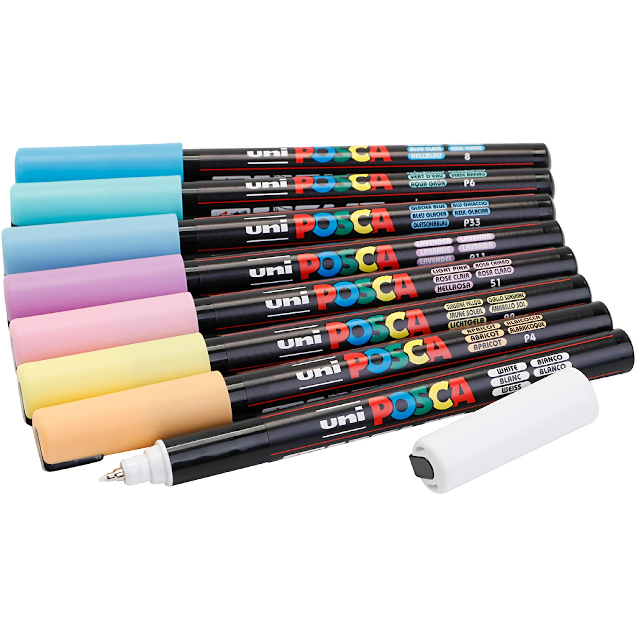 Produktbild för Posca Marker Set 8-p Soft Colors PC-1MR Spets 0,7mm