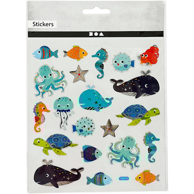 Produktbilde 2 for Klistremerker, havets dyr, ark 15x16,5 cm, 1 ark