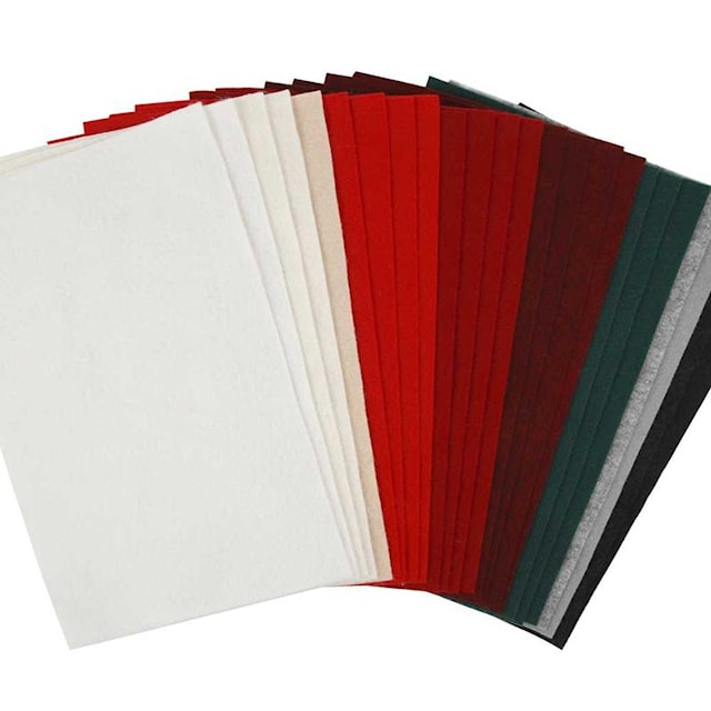 Hobbyfilt, ark 20x30 cm, tjocklek 1,5-2 mm, 180-200 g, mixade färger, 24 mix. ark/ 1 förp.