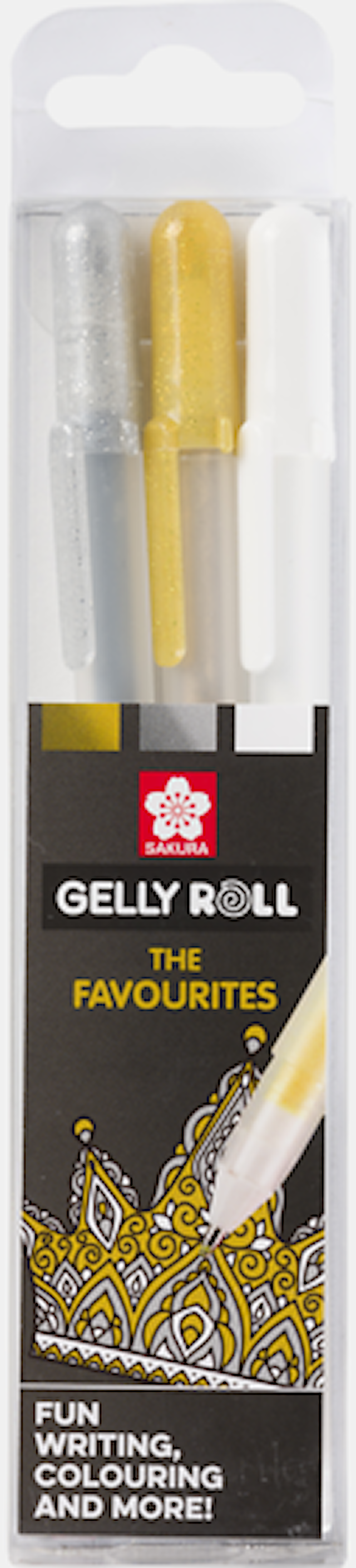 Tuotekuva 1 - Sakura Gelly Roll Mixed Set 3 kynää, Kulta Hopea Valkoinen