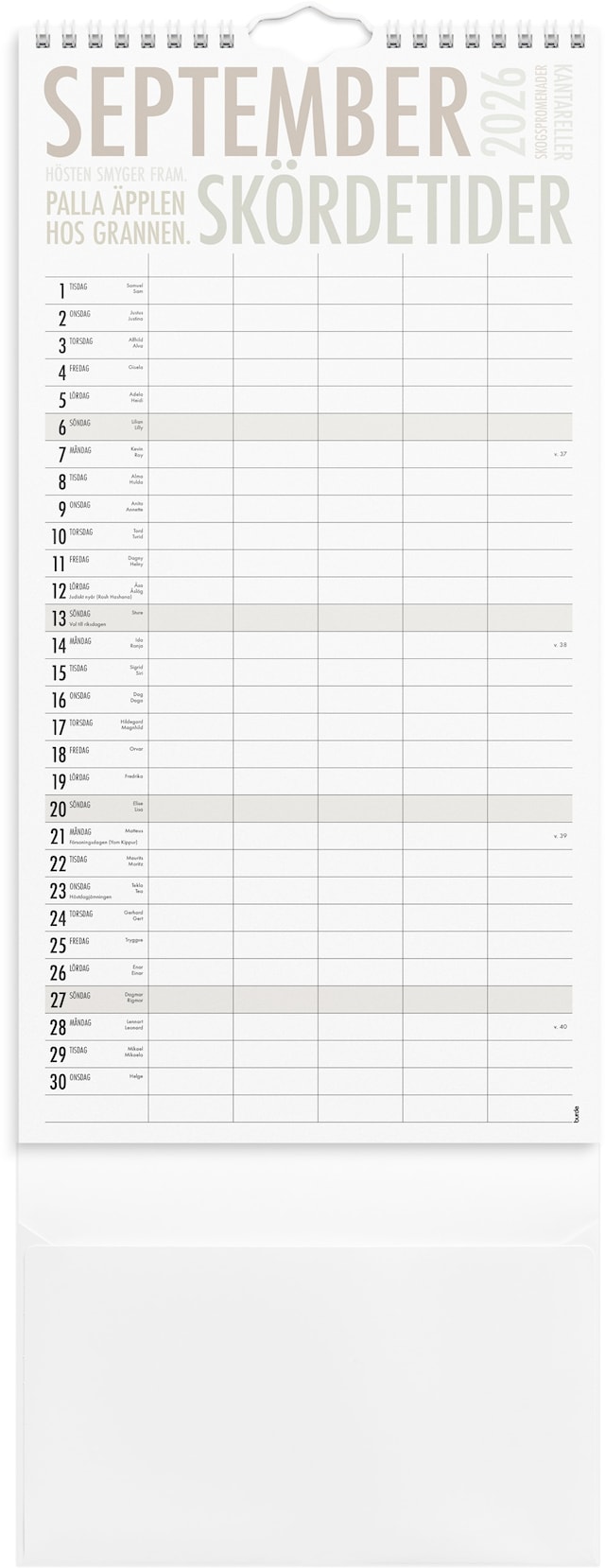 Produktbild 2 för Familjekalender 2026 TrendArt 220x430 mm Burde