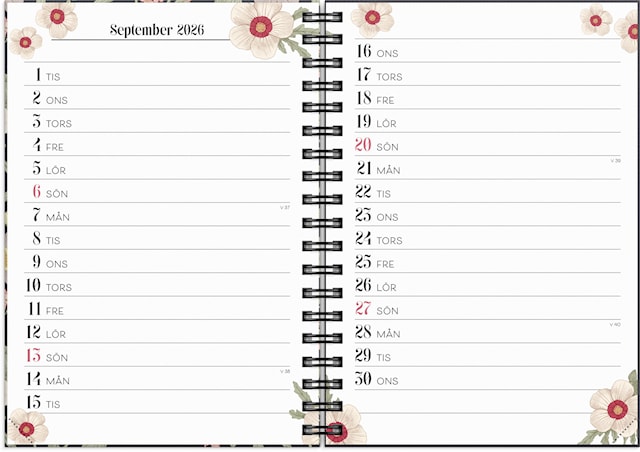 Produktbilde 4 for Kalender 2026 A6 Life Planner Floral Burde