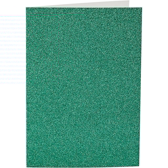 Tuotekuva 2 - Korttipohja & kirjekuori, kortin koko 10,5x15 cm, kirjekuoren koko 11,5x16,5 cm, kimalle, 110+250 g, vihreä, 4 set/ 1 pkt