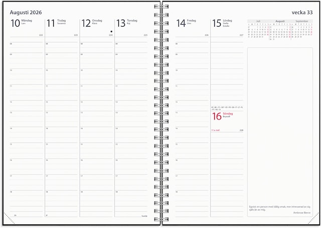 Produktbilde 2 for Kalender 2026 A5 Business Textile Svart Burde