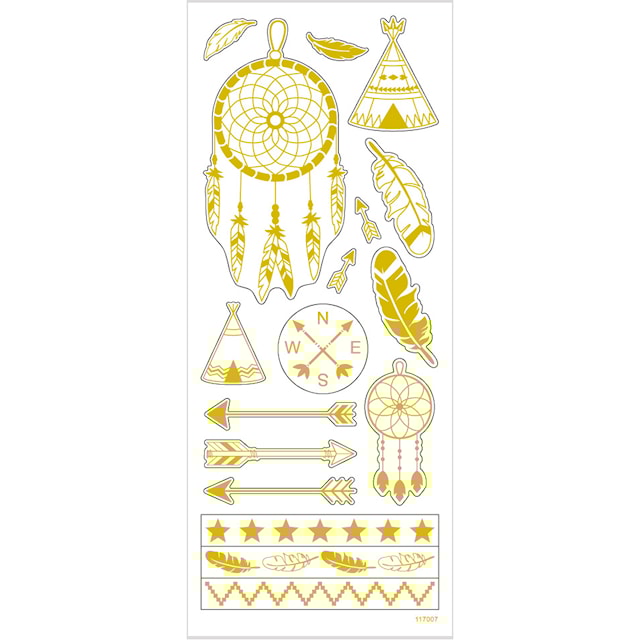 Produktbild 4 för Stickers, indianer, ark 10x24 cm, ca. 17 st., guld, 1 ark
