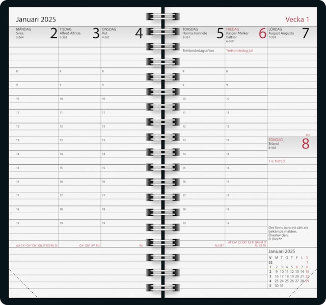 Produktbild 2 för Kalender Manager Svart 2025 Skinn Almanacksförlaget