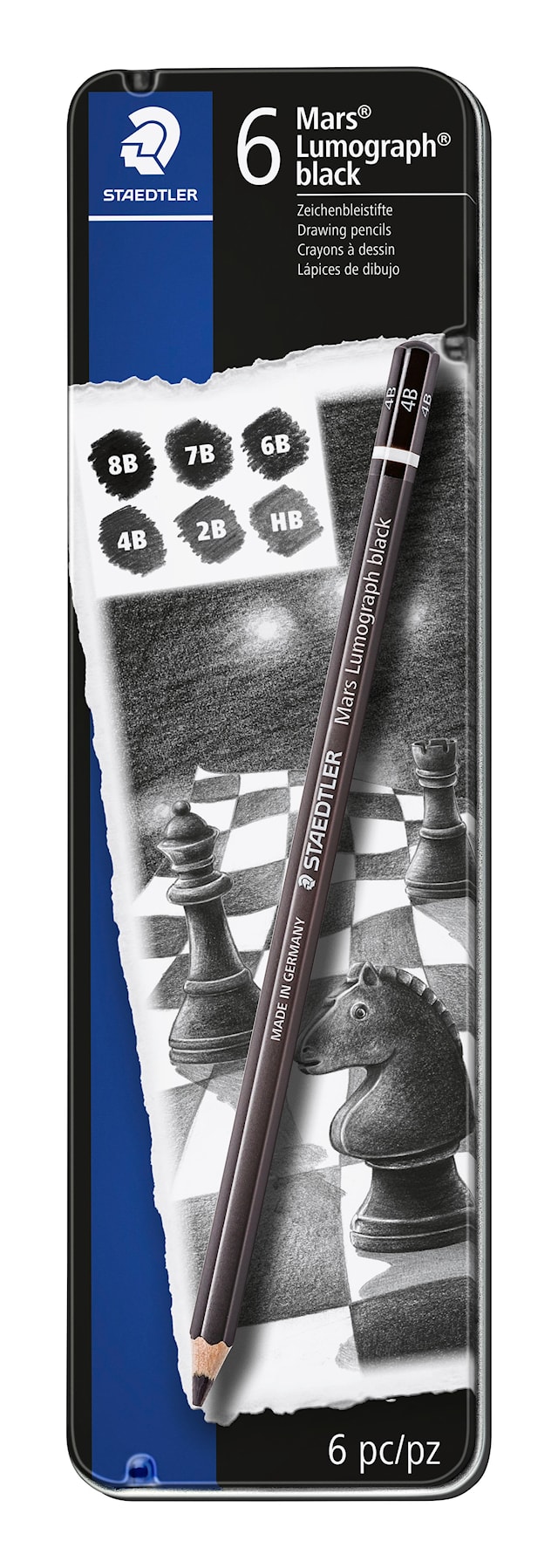 Kunstnerblyanter Mars Lumograph Black 6-pack Premium Staedtler