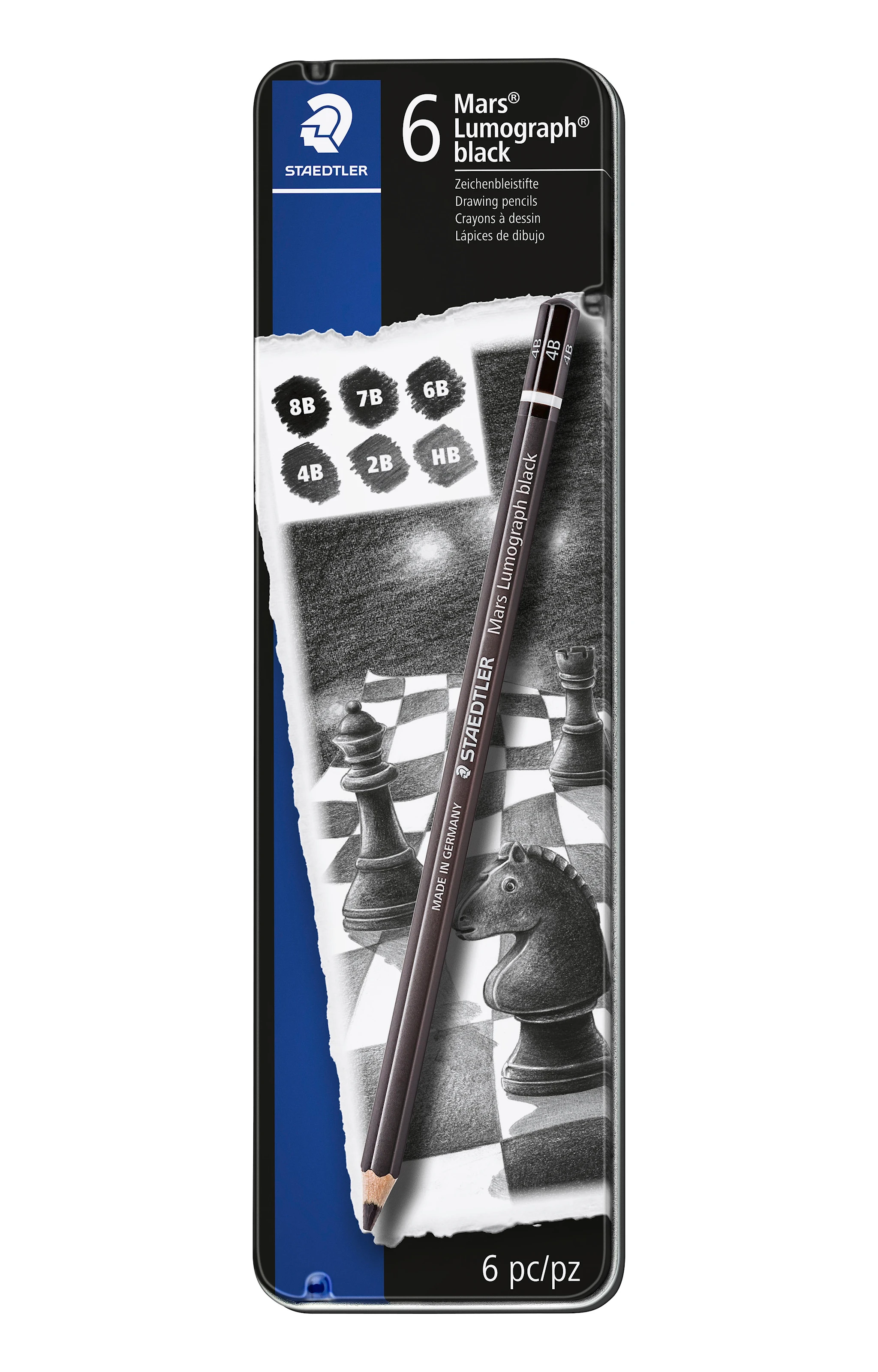 Tuotekuva ille Luonnostelukynä Mars Lumograph 6 kpl Black Artist Premium Staedtler