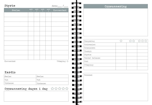 Produktbilde 4 for Treningsdagbok A5 Odaterad spiralisert grå Greig