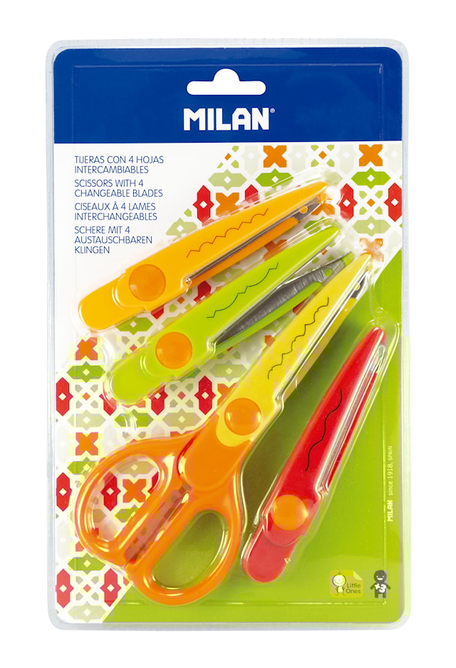 Tuotekuva 1 - Siksak-sakset 4 vaihdettavaa terää Blister MILAN