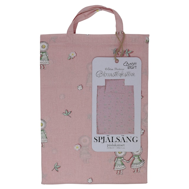 Tuotekuva 2 - Elsa Beskow Kukkajuhlat Pussilakanasetti pinnasänkyyn vaaleanpunainen Rätt Start