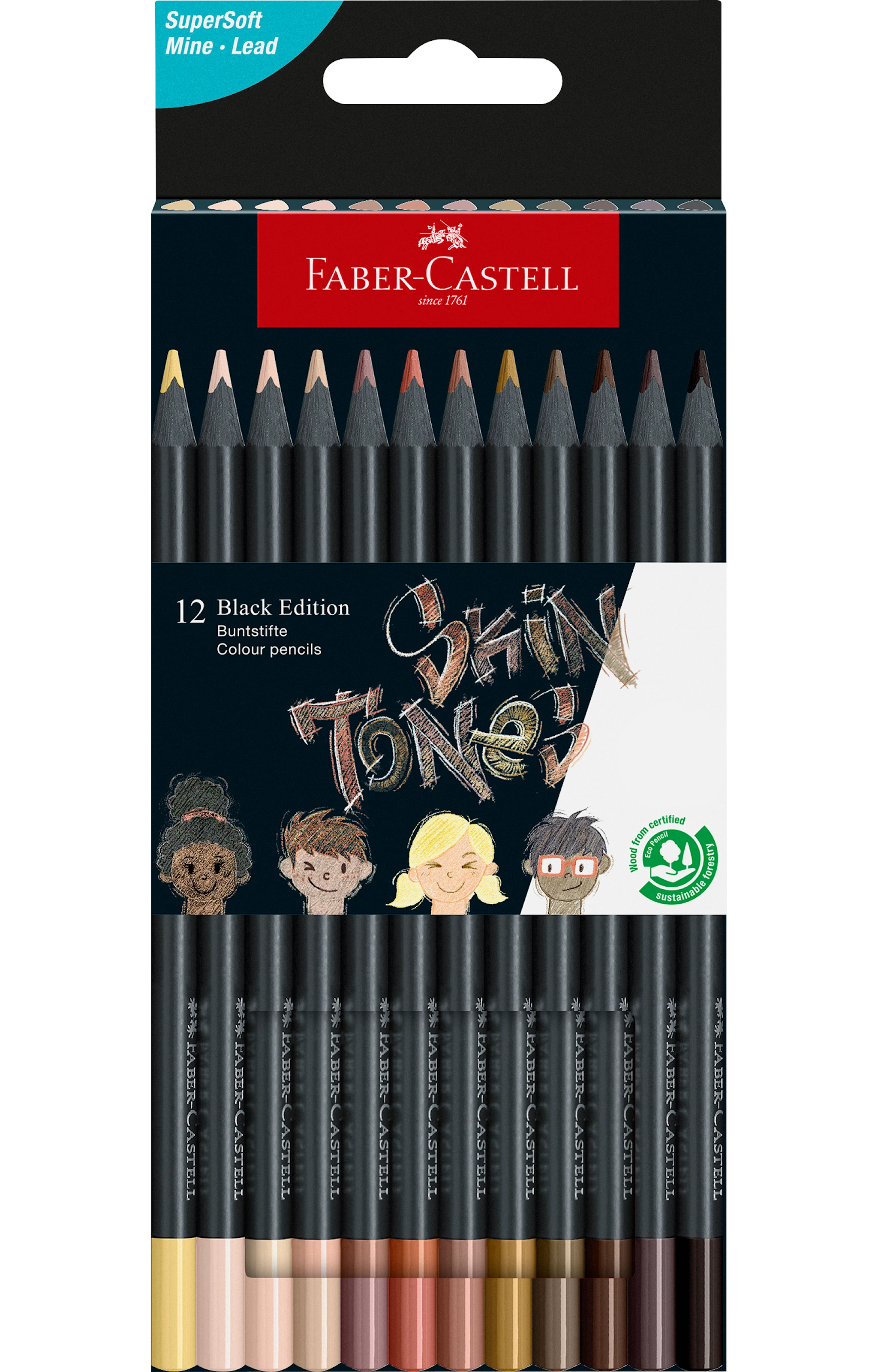 Produktbilde for Black Edition Hudtonsfärgpennor 12-pack, Faber-Castell
