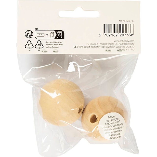 Produktbilde 4 for Treperle, dia. 35 mm, hullstr. 6 mm, 2 stk./ 1 pk.