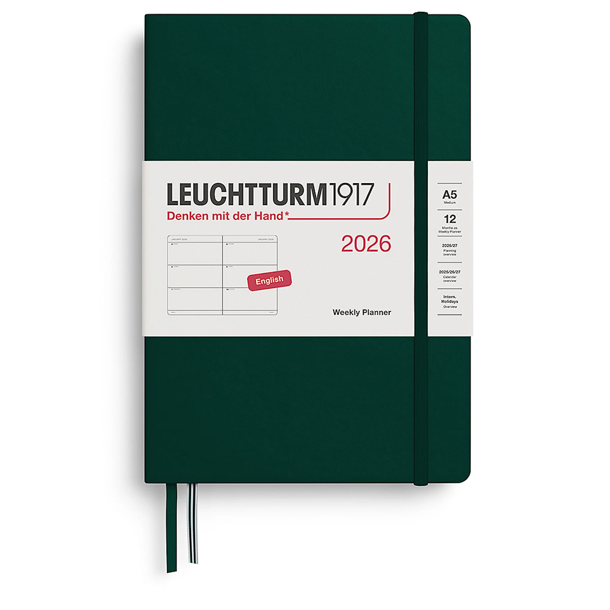 Produktbilde for Weekly Planner 2026 A5 Forest Green Leuchtturm1917