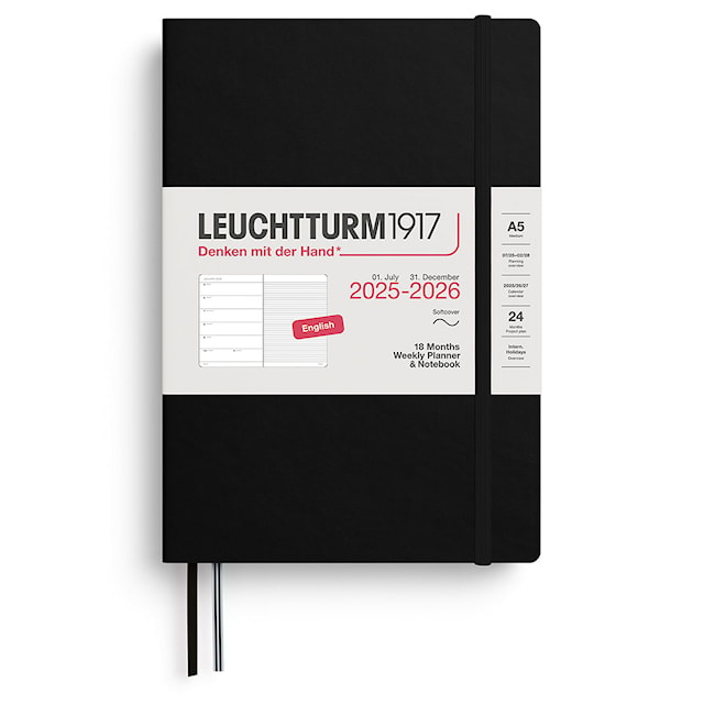Kalender A5 18m 25-26 Weekly Planner/Notebook Soft Black Leuchtturm1917