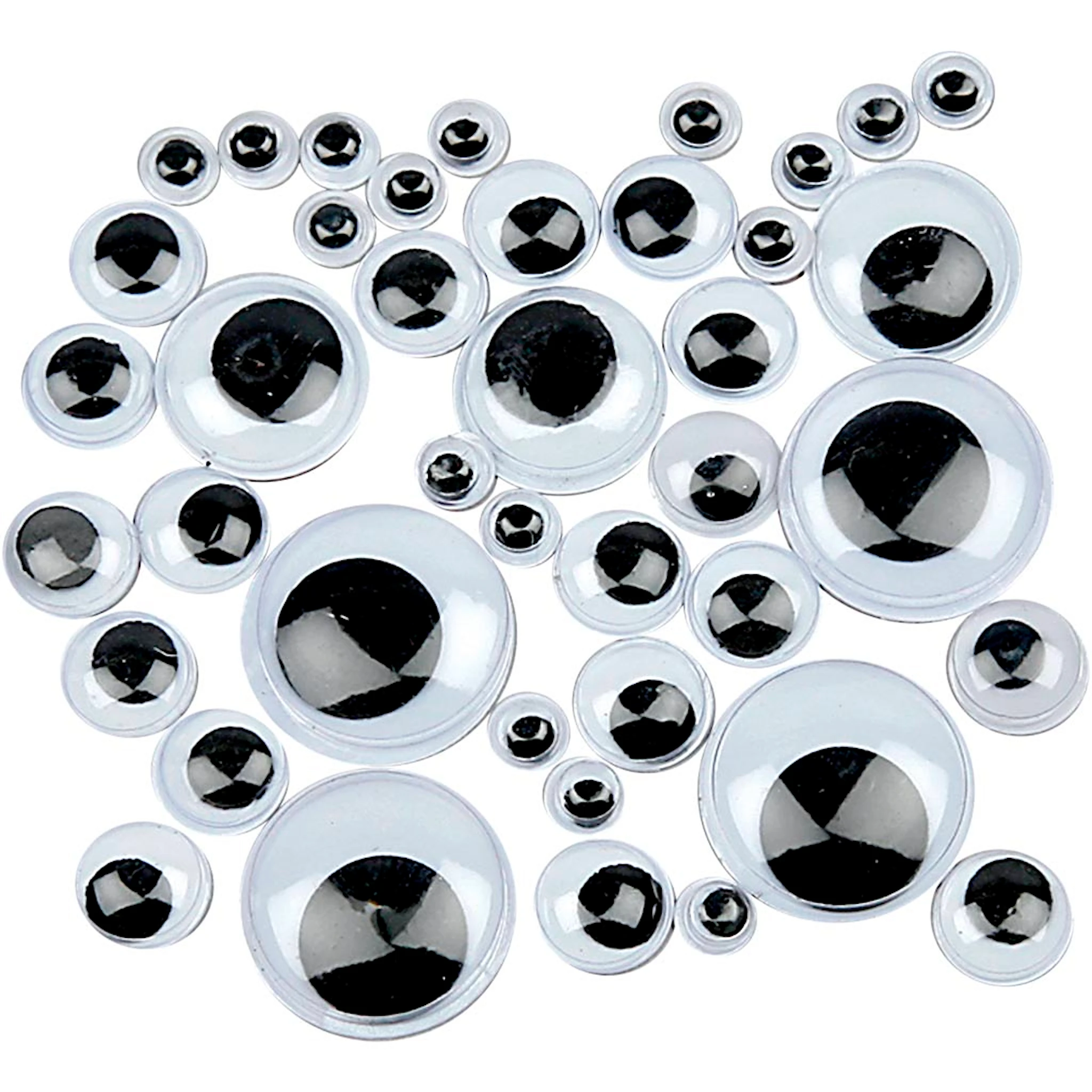 Tuotekuva ille Liikkuvat Silmät, liimattavat, halk. 6-20 mm, 1100 laj/ 1 pkt