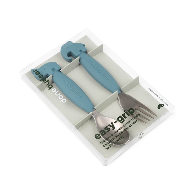 Produktbild 3 för Bestickset Easy Grip Deer Friends Blue Done By Deer