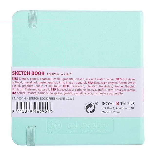 Produktbild 2 för Skissbok Fresh Mint 12x12 cm 140g 80 creme vita sidor Talens Art Creation