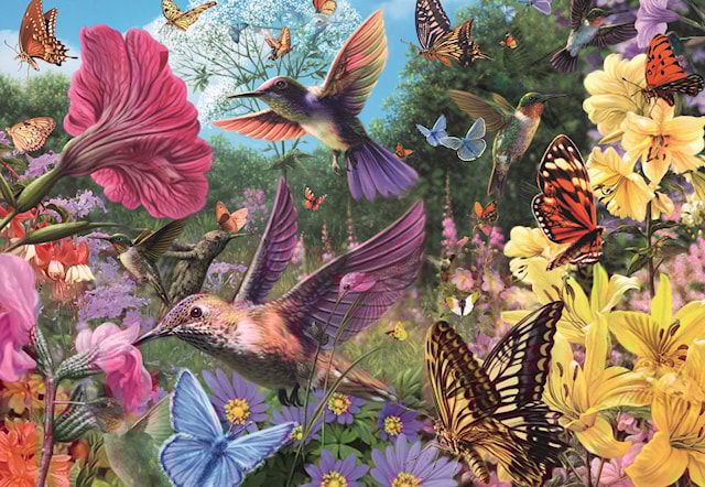 Produktbild 2 för Pussel Hummingbirds & Butterflies 200 bitsr XL, Ravensburger