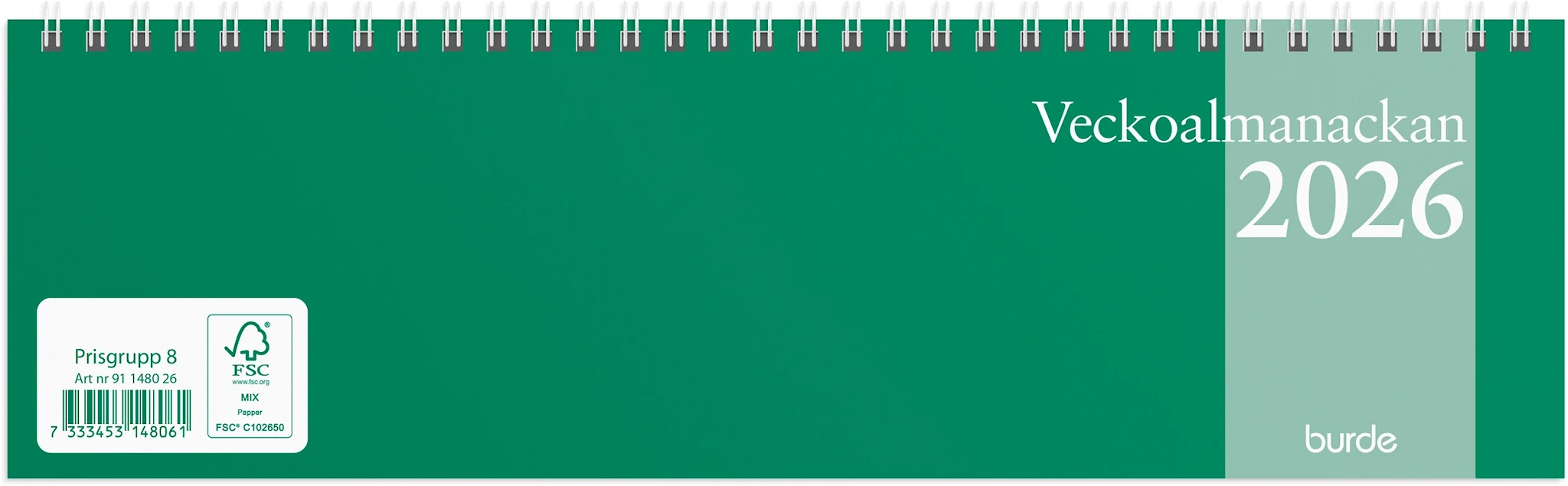 Tuotekuva ille Kalender 2026 Veckoalmanackan Grön Burde